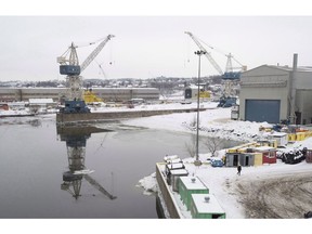 An Ontario shipyard is accusing the federal government of trying to unfairly award Davie Shipbuilding in Quebec potentially billions of dollar in work without a competition. An overall view of the Davie shipyard is shown in Levis, Que., on Friday, Dec. 14, 2018.