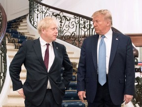Britain's Prime Minister Boris Johnson meets U.S. President Donald Trump for bilateral talks during the G7 summit in Biarritz, France August 25, 2019.