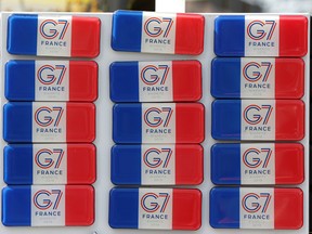 uvenir magnets of G7 summit are displayed for sale in a shop ahead of the G7 summit in Biarritz, France, August 22, 2019.