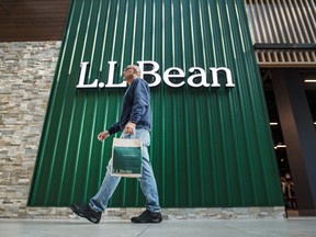 A customer outside L.L. Bean’s first Canadian location at Oakville Place mall.