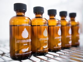 Bottles of cannabis oil at Canopy Growth's facility in Smiths Falls, Ont., in 2016.