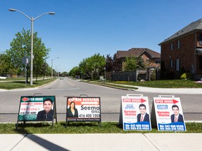 Open house signs in Brampton, Ont.