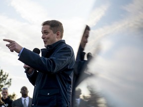 Conservative leader Andrew Scheer speaks to supporters before a door knocking event for volunteers in the Kanata suburb of Ottawa on Thursday, April 25, 2019.