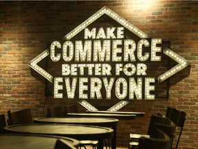 A sign inside Shopify's headquarters in Ottawa.