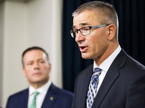 Finance Minister Travis Toews said Tuesday that the latest update shows Alberta has work to do to get back on track after big spending by the previous NDP government.