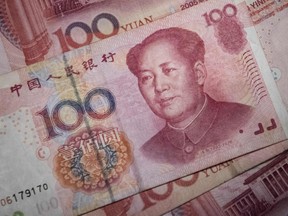 Chinese 100 yuan notes.