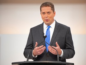 Conservative leader Andrew Scheer speaks at the Maclean's/Citytv National Leaders Debate on the second day of the election campaign in Toronto.