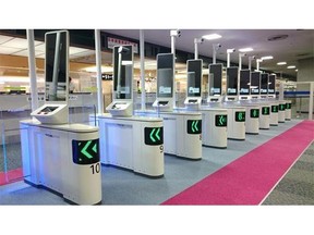 Panasonic automated facial recognition gates at immigration examination area in Narita Airport Terminal 1 Building (South Wing)
