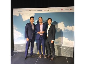 Accepting Gold Top Data Management Award from Slalom: Robert Chang, Data & Analytics Practice Director - Alan Poon, Client Services Partner - Hyun Choi, Senior Data Engineer