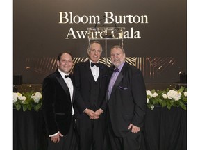 Dr. Poul Sorensen, recipient of the 2019 Bloom Burton Award, pictured with Jolyon Burton (right) and Brian Bloom (left) at the Bloom Burton Award Gala in Toronto on September 26, 2019.