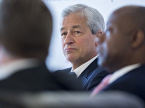 Jamie Dimon, chief executive officer of JPMorgan Chase & Co., listens during a Business Roundtable panel in Washington, D.C.