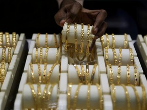 Gold bracelets in Mumbai, India.