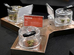 Cannabis on display at a legal store in Ontario.