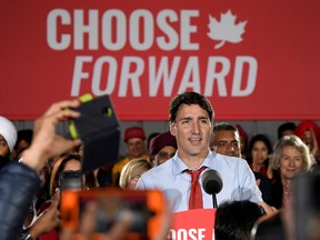 Liberal leader Justin Trudeau at a campaign rally in Surrey, British Columbia.