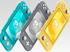 The $240 Nintendo Switch Lite is available in three colours: yellow, grey, and turquoise.