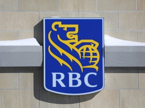 The Royal Bank of Canada logo on a bank branch in Ottawa.