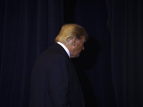 U.S. President Donald Trump exits a press conference on the sidelines of the United Nations General Assembly on September 25, 2019 in New York City.