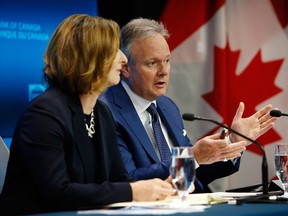 ephen Poloz, governor of the Bank of Canada, right, speaks while Carolyn Wilkins, senior deputy governor at the Bank of Canada, listens during a press conference in Ottawa, in July.