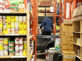 A volunteer at the Wood Buffalo Food Bank in Fort McMurray, Alberta.