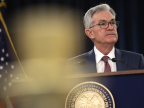 Federal Reserve Board Chairman Jerome Powell speaks during a news conference October 30, 2019 in Washington, D.C.