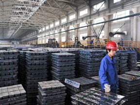 Lead bars at a smelting facility in China.