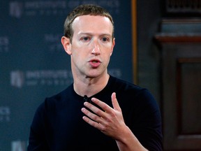 Facebook founder Mark Zuckerberg speaks at Georgetown University in a 'Conversation on Free Expression" in Washington, DC on October 17, 2019.