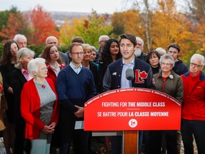 Liberal leader and Prime Minister Justin Trudeau attends an election campaign visit to Fredericton, New Brunswick, October 15, 2019.