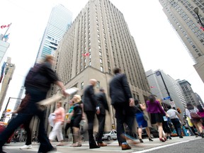 Pedestrians in Toronto's financial district.