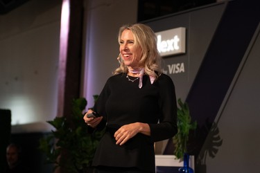 3.	Stacey Madge, Country Manager and President, Visa Canada, addresses hundreds of women small business owners at the Canadian launch of She’s Next, Empowered by Visa.