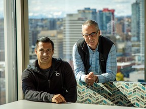 RS Energy co-CEOs Manuj Nikhanj and Jim Jarrell at their office in Calgary.