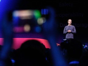 In this file photo taken on April 30, 2019 Facebook CEO Mark Zuckerberg delivers the opening keynote introducing new Facebook, Messenger, WhatsApp, and Instagram privacy features at the Facebook F8 Conference at McEnery Convention Center in San Jose, California.