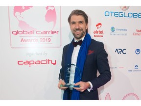 Luciano Salata receiving one of the Capacity Media 2019 Awards.