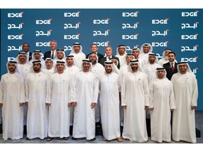 His Highness Sheikh Mohamed Bin Zayed Al Nahyan with the CEOs of the newly announced UAE Advanced Technology Company, EDGE