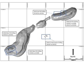 Figure 1. Location of drill holes from the 2018 and 2019 drilling program