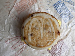 A McDonald's McGriddle breakfast sandwich at a New York restaurant.