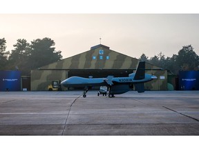 GA-ASI's MQ-9 Guardian RPA at the Larissa Air Base in Greece ready to demonstrate maritime surveillance and Detect and Avoid (DAA) capabilities.