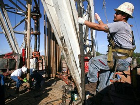 A natural gas drilling rig in Texas.