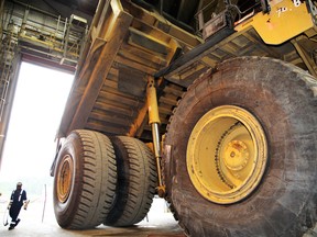 A heavy hauler truck used in the oilsands near Fort McMurray, Alberta.
