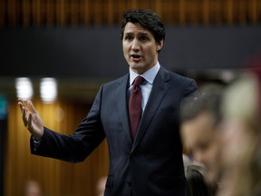 Prime Minister Justin Trudeau speaks during Question Period in the House of Commons on Parliament Hill in Ottawa.