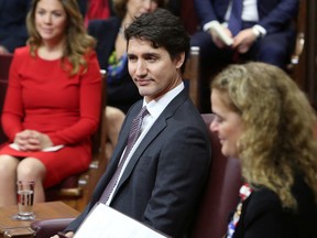 Prime Minister Justin Trudeau look on as Governor General Julie Payette delivers the Throne Speech in the Senate chamber, Thursday December 5, 2019 in Ottawa.