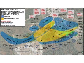 Plan view showing mineralised zones and location of new drilling at the Pahtavaara mine