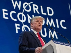 U.S. President Donald Trump delivers a speech during a special address on the opening day of the World Economic Forum in Davos, Switzerland, on Tuesday.