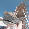 Kombat headframe towers above a pre-existing copper mineshaft, Namibia.