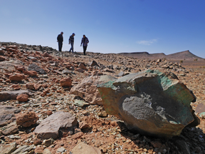 Copper-rich ore encountered at random at Silver Hill Project site, Morocco.