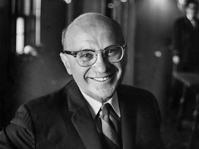 Milton Friedman, the grandmaster of conservative economic theory in the postwar era, at the Lawyers Club in New York in 1964.