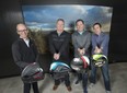 Golf Town chief financial officer Greg Pope, president Chad McKinnon, chief merchandising officer Barry Williams and vice-president marketing and e-commerce Frederick Lecoq at the company’s Vaughan, Ont., headquarters. Despite headwinds in the golf industry, McKinnon says the chain has seen store sales grow each of the past three years.
