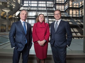 RBC's Capital Markets led the league tables once again. Pictured here: RBC Capital Market's Michael Bowick (left), Patti Perras Shugart (centre), and Trevor Gardner.