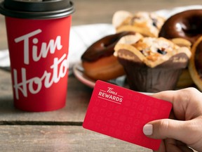 As part of the Tims Rewards loyalty program, customers get a free coffee or baked good after every seventh purchase.