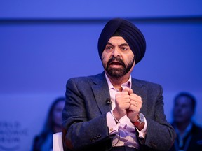 Ajay Banga, Mastercard president and CEO, at the World Economic Forum in Davos, Switzerland, last month.