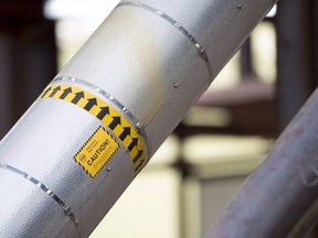 Pipes at a natural gas plant near Fort St. John, B.C.